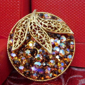 Amazing Unsigned Vintage Brooch with AB Crystals